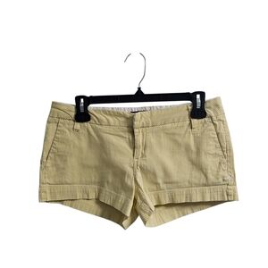 Hurley Vintage y2k Yellow White Stripe Chino Shorts Size 7 Low Rise Skater Girl